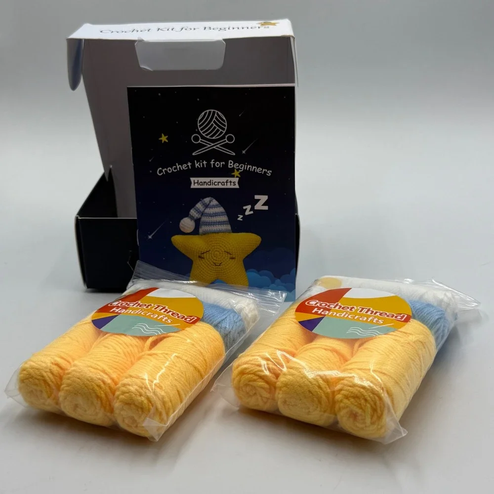 ekaus Star Crochet Kit for Beginners Yellow Sleeping Star Amigurumi DIY‎ Art